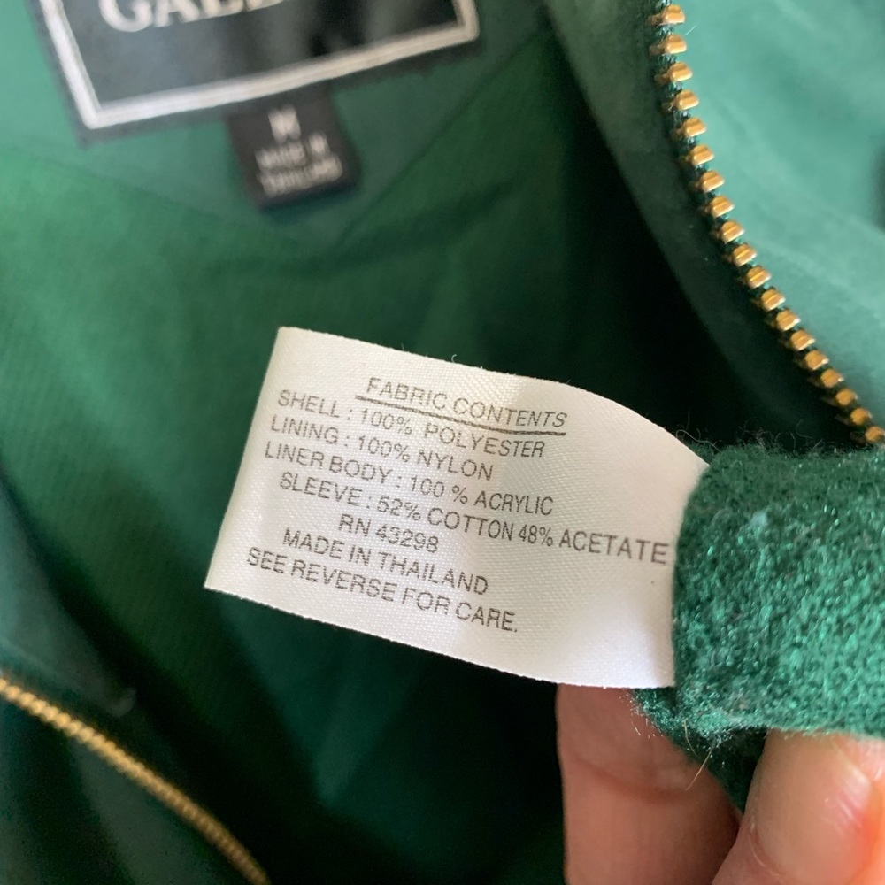 GALLERY -Green Utility Coat Cinched Waist Zip Up M - Picture 8 of 8